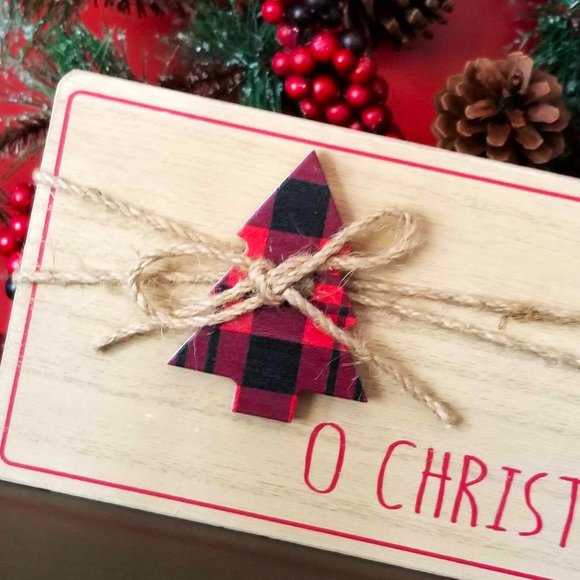 Wooden Block Sign, Christmas Holiday, Home Décor. "O Christmas Tree" - Picture 3 of 5